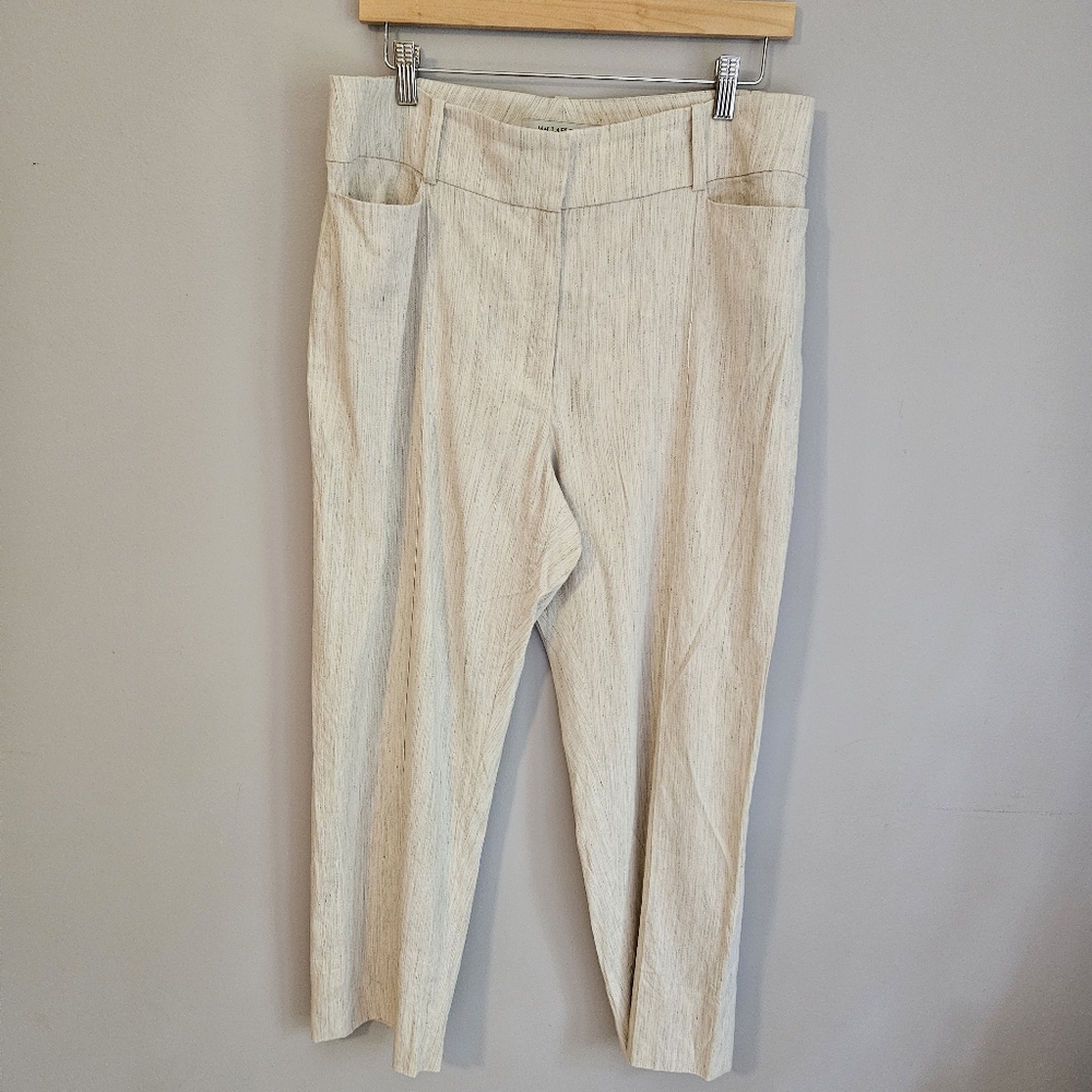 MM Lafleur Slub Italian Linen Blend Pants Sand Tan Career Minimal Set, 12